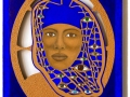 Portret van een onbekende vrouw met hoofddoek (2024) mixed media on paper and cardboard, 44 x 36 x 3 cm