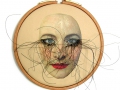 No title-selfpotrait (2005) Transferprint and horsehair on leather (13,5 cm) private collection