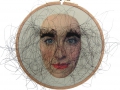 No title-selfpotrait (2005) Transferprint and horsehair on leather (17 cm) private collection